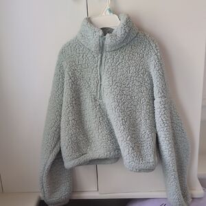 Hollister Light Gray Sherpa Jacket